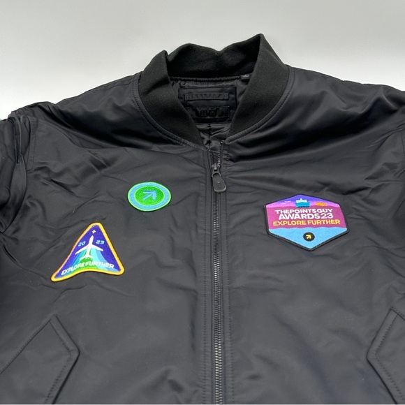 Men’s The Points Guy Awards 23 Black Uniqlo Bomber Jacket Large - Picture 2 of 13